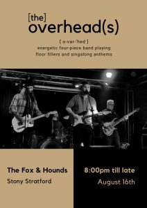 Friday, 16th August kicks off with The Overhead(s), an energetic four-piece band known for their infectious floor fillers and singalong anthems. Join us from 8:00 PM and groove to the beats that will keep you on your feet all night long.